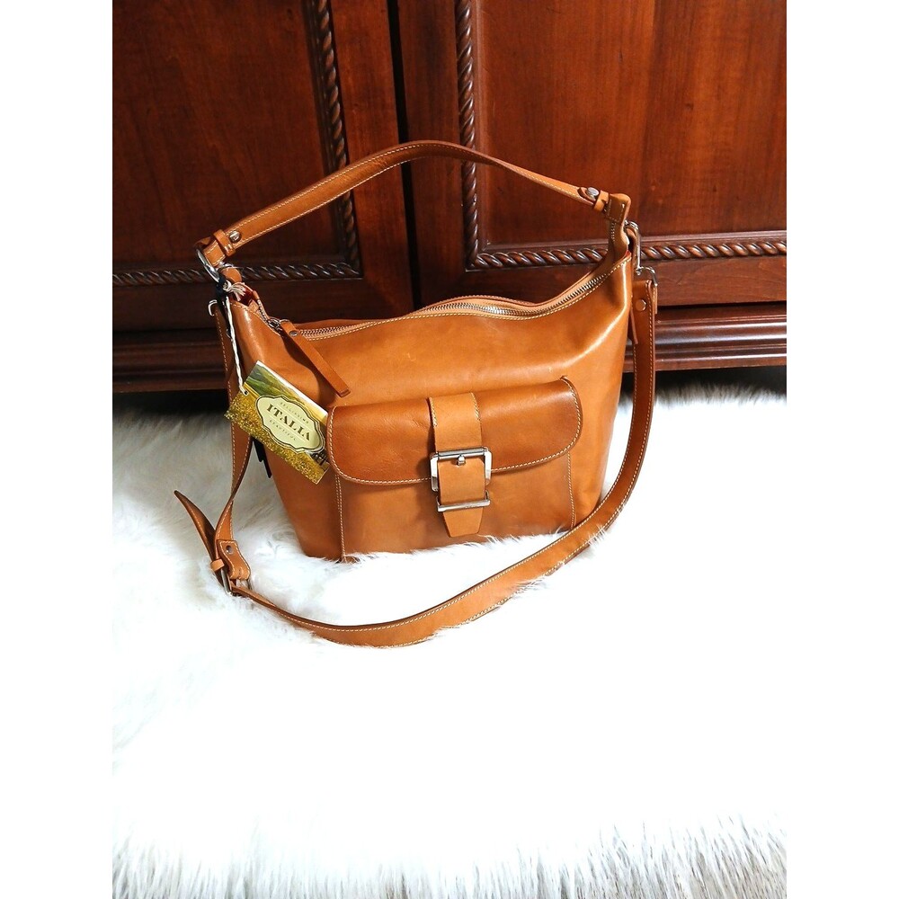 NWT'S CAVALCANTI LUXURIOUS ITALIAN BURNISHED LEATHER SATCHEL SHOULDER BAG